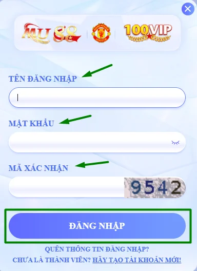 quick log in form