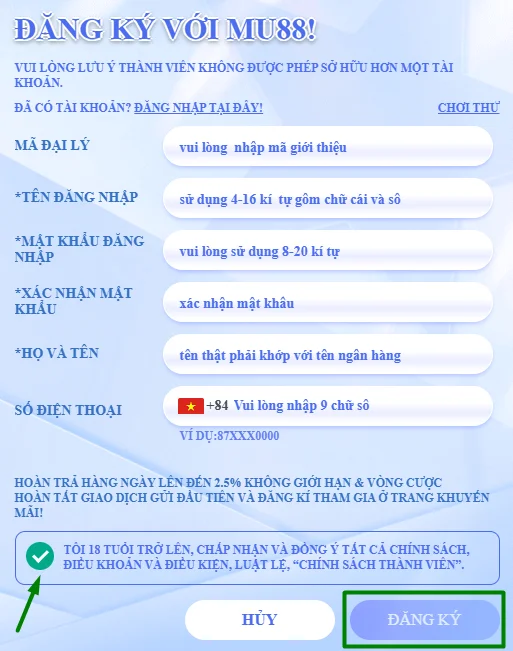 registration form casino